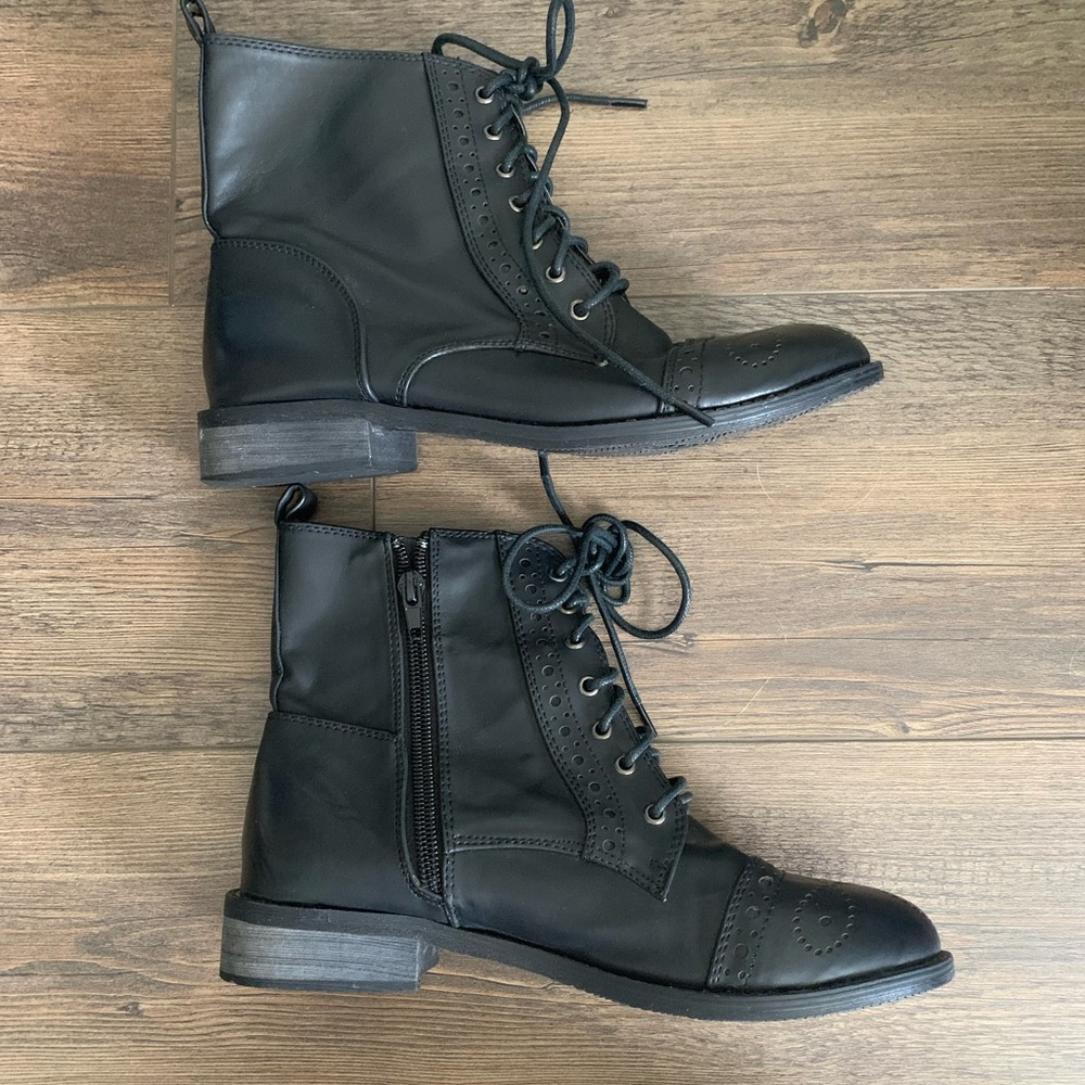 Black Lace-Up Ankle Boots - Picture 8 of 13